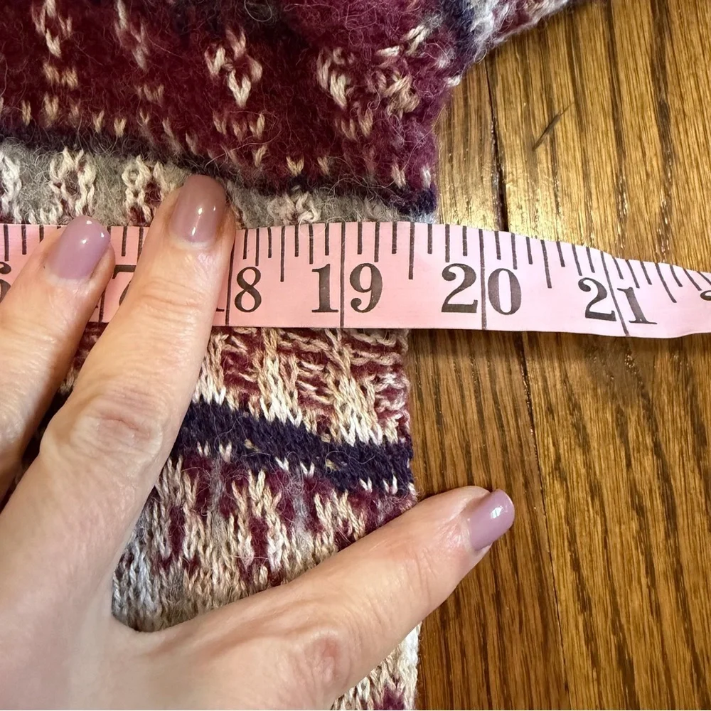 Orvis Tan Burgundy Open Front Cardigan Wool Alpaca Size Medium